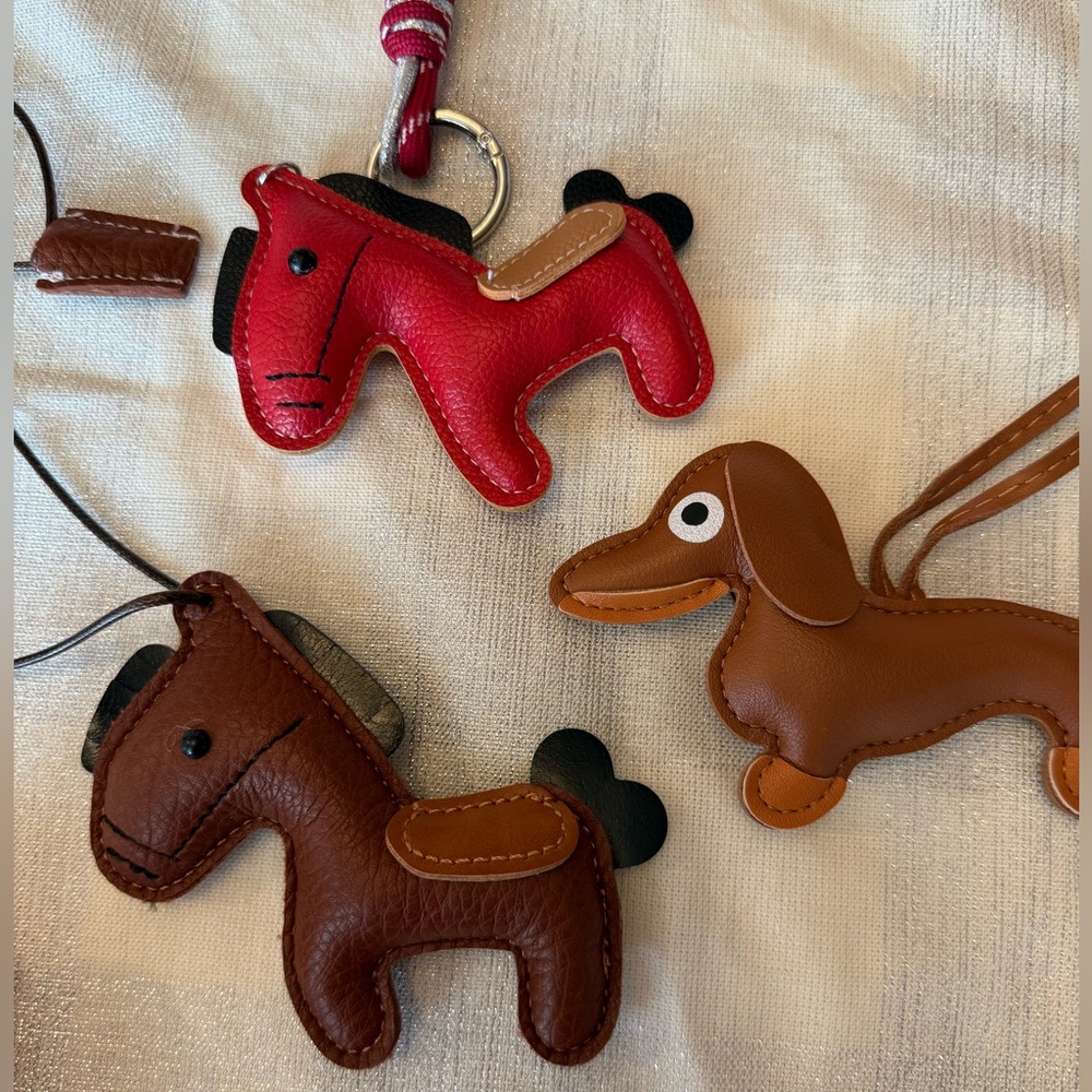 Cute Leather Dog Keychains / Bag Charms – Red, Brown & Dachshund